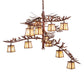 Meyda Lighting Pine Branch 48" 12-Light Rust Chandelier With Beige Iridescent Shade Glass