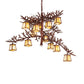 Meyda Lighting Pine Branch 48" 12-Light Rust Chandelier With Beige Iridescent Shade Glass