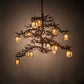 Meyda Lighting Pine Branch 48" 12-Light Rust Valley View Chandelier With Beige Iridescent Shade Glass