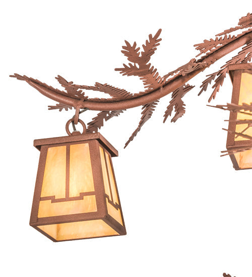 Meyda Lighting Pine Branch 48" 12-Light Rust Valley View Chandelier With Beige Iridescent Shade Glass