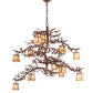Meyda Lighting Pine Branch 48" 12-Light Rust Valley View Chandelier With Beige Iridescent Shade Glass