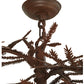 Meyda Lighting Pine Branch 48" 12-Light Rust & Wrought Valley View Chandelier With Beige Iridescent Shade Glass