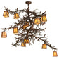 Meyda Lighting Pine Branch 48" 12-Light Rust & Wrought Valley View Chandelier With Beige Iridescent Shade Glass