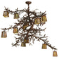 Meyda Lighting Pine Branch 48" 12-Light Rust & Wrought Valley View Chandelier With Beige Iridescent Shade Glass