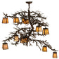 Meyda Lighting Pine Branch 48" 12-Light Rust & Wrought Valley View Chandelier With Beige Iridescent Shade Glass