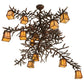 Meyda Lighting Pine Branch 48" 12-Light Rust & Wrought Valley View Chandelier With Beige Iridescent Shade Glass
