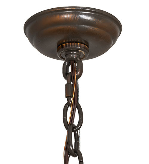 Meyda Lighting Pine Branch 48" 12-Light Vintage Copper Chandelier With White Opal Shade Glass