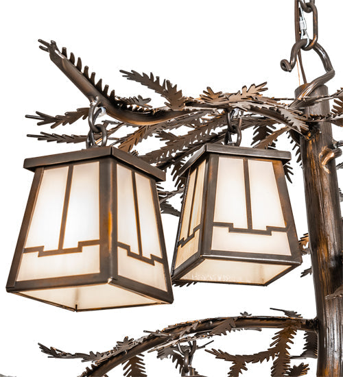 Meyda Lighting Pine Branch 48" 12-Light Vintage Copper Chandelier With White Opal Shade Glass