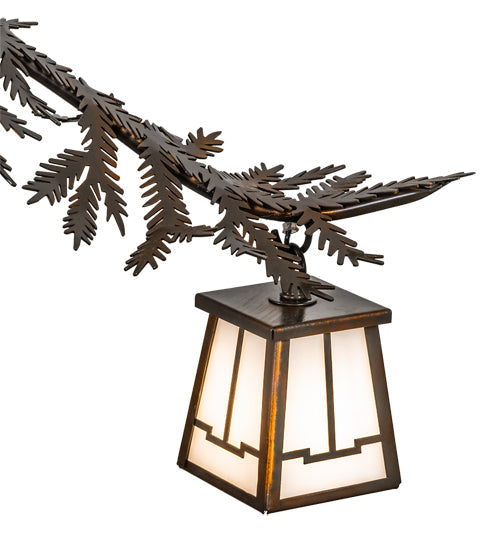 Meyda Lighting Pine Branch 48" 12-Light Vintage Copper Chandelier With White Opal Shade Glass