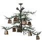 Meyda Lighting Pine Branch 48" 15-Light Wrought Iron Valley View Chandelier With Silver Mica Shade Glass