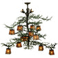 Meyda Lighting Pine Branch 48" 15-Light Wrought Iron Valley View Chandelier With Silver Mica Shade Glass