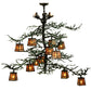 Meyda Lighting Pine Branch 48" 15-Light Wrought Iron Valley View Chandelier With Silver Mica Shade Glass
