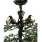 Meyda Lighting Pine Branch 48" 15-Light Wrought Iron Valley View Chandelier With Silver Mica Shade Glass