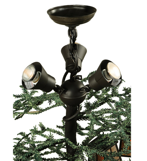 Meyda Lighting Pine Branch 48" 15-Light Wrought Iron Valley View Chandelier With Silver Mica Shade Glass