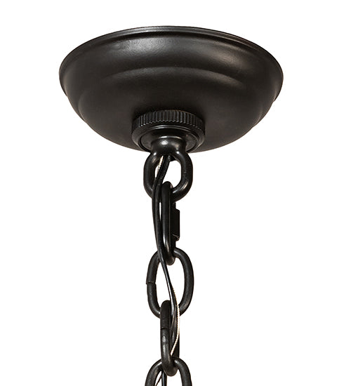 Meyda Lighting Pine Branch 48" 8-Light Flat Black Winter Pine Chandelier With Amber Mica Shade Glass