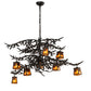 Meyda Lighting Pine Branch 48" 8-Light Flat Black Winter Pine Chandelier With Amber Mica Shade Glass