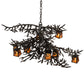 Meyda Lighting Pine Branch 48" 8-Light Flat Black Winter Pine Chandelier With Amber Mica Shade Glass