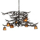 Meyda Lighting Pine Branch 48" 8-Light Flat Black Winter Pine Chandelier With Amber Mica Shade Glass