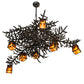 Meyda Lighting Pine Branch 48" 8-Light Flat Black Winter Pine Chandelier With Amber Mica Shade Glass