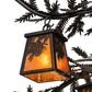 Meyda Lighting Pine Branch 48" 8-Light Flat Black Winter Pine Chandelier With Amber Mica Shade Glass