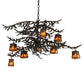 Meyda Lighting Pine Branch 48" 8-Light Flat Black Winter Pine Chandelier With Amber Mica Shade Glass