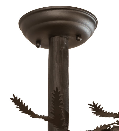 Meyda Lighting Pine Branch 48" 8-Light Oil Rubbed Bronze Valley View Chandelier With Beige Shade Glass