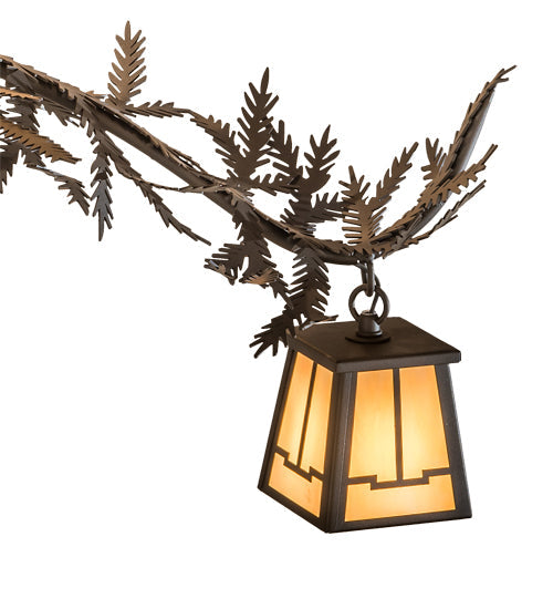 Meyda Lighting Pine Branch 48" 8-Light Oil Rubbed Bronze Valley View Chandelier With Beige Shade Glass