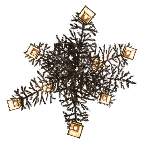 Meyda Lighting Pine Branch 48" 8-Light Oil Rubbed Bronze Valley View Chandelier With Beige Shade Glass