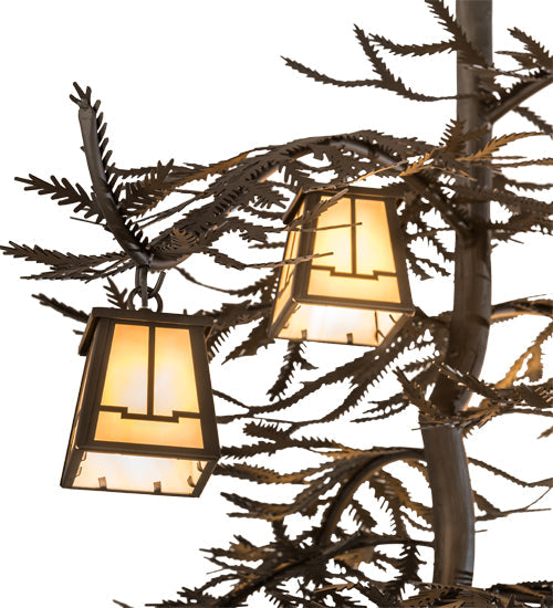 Meyda Lighting Pine Branch 48" 8-Light Oil Rubbed Bronze Valley View Chandelier With Beige Shade Glass