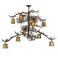 Meyda Lighting Pine Branch 50" 12-Light Cafe Noir Valley View Chandelier With Beige Art Shade Glass