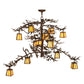 Meyda Lighting Pine Branch 50" 12-Light Cafe Noir Valley View Chandelier With Beige Art Shade Glass