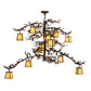 Meyda Lighting Pine Branch 50" 12-Light Cafe Noir Valley View Chandelier With Beige Art Shade Glass
