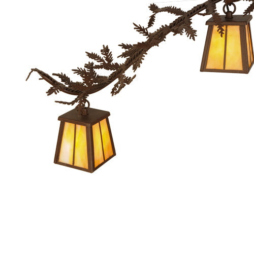 Meyda Lighting Pine Branch 50" 12-Light Cafe Noir Valley View Chandelier With Beige Art Shade Glass