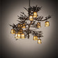 Meyda Lighting Pine Branch 50" 12-Light Gilded Tobacco Valley View Chandelier With Beige Iridescent Shade Glass