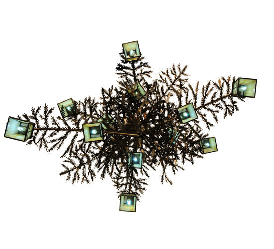 Meyda Lighting Pine Branch 50" 12-Light Valley View Chandelier With Burinished Antique Copper Shade Glass