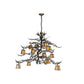 Meyda Lighting Pine Branch 52" 12-Light Antique Copper Green Needles Valley View Chandelier With Ivory Shade Glass
