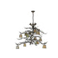 Meyda Lighting Pine Branch 52" 12-Light Antique Copper Green Needles Valley View Chandelier With Ivory Shade Glass