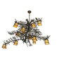 Meyda Lighting Pine Branch 52" 12-Light Antique Copper Green Needles Valley View Chandelier With Ivory Shade Glass