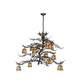 Meyda Lighting Pine Branch 52" 12-Light Antique Copper Green Needles Valley View Chandelier With Ivory Shade Glass