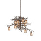 Meyda Lighting Pine Branch 52" 12-Light Mahogany Bronze Valley View Chandelier With Silver Mica Shade Glass