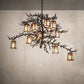 Meyda Lighting Pine Branch 52" 12-Light Mahogany Bronze Valley View Chandelier With Silver Mica Shade Glass