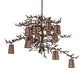 Meyda Lighting Pine Branch 52" 12-Light Mahogany Bronze Valley View Chandelier With Silver Mica Shade Glass