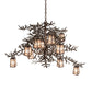 Meyda Lighting Pine Branch 52" 12-Light Mahogany Bronze Valley View Chandelier With Silver Mica Shade Glass