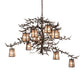 Meyda Lighting Pine Branch 52" 12-Light Mahogany Bronze Valley View Chandelier With Silver Mica Shade Glass