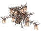Meyda Lighting Pine Branch 52" 12-Light Mahogany Bronze Valley View Chandelier With Silver Mica Shade Glass