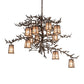 Meyda Lighting Pine Branch 52" 12-Light Mahogany Bronze Valley View Chandelier With Silver Mica Shade Glass
