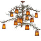 Meyda Lighting Pine Branch 52" 12-Light Rust & Green Branches Valley View Chandelier With Amber Mica Shade Glass