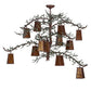 Meyda Lighting Pine Branch 52" 12-Light Rust & Green Branches Valley View Chandelier With Amber Mica Shade Glass