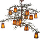 Meyda Lighting Pine Branch 52" 12-Light Rust & Green Branches Valley View Chandelier With Amber Mica Shade Glass