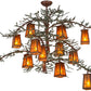 Meyda Lighting Pine Branch 52" 12-Light Rust & Green Branches Valley View Chandelier With Amber Mica Shade Glass